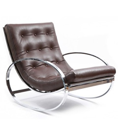 Chrome & Leather Rocking Chair by Milo Baughman