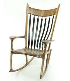 Custom Ebony and Walnut Rocking Chair by Canadian Woodworks